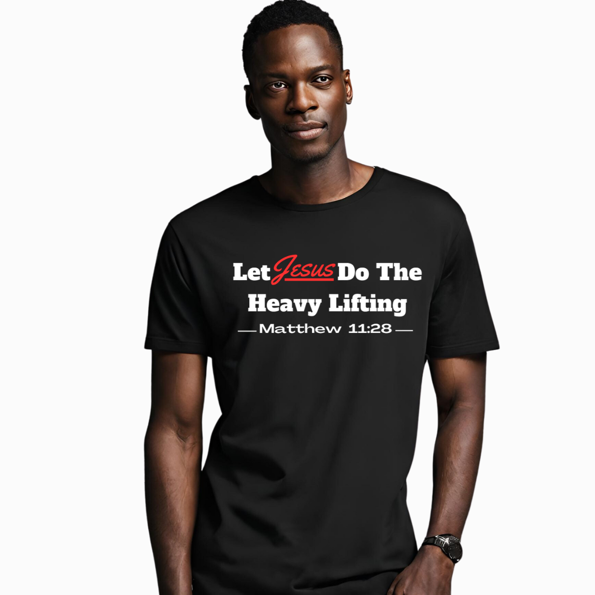 Adult Short Sleeve Let Jesus Do The Heavy Lifting Unisex  T-shirt